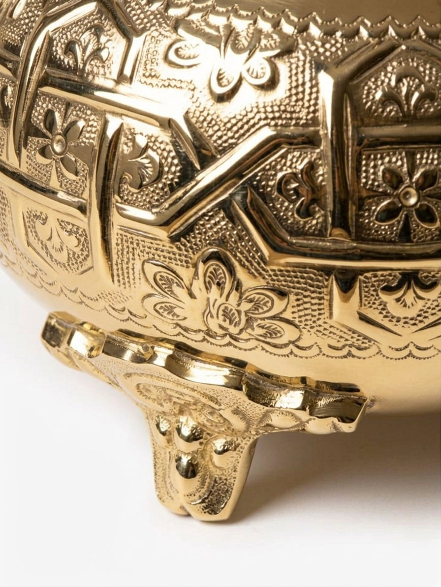Tasse à Thé Marocaine en Laiton Doré - Gravure Artisanale Traditionnelle