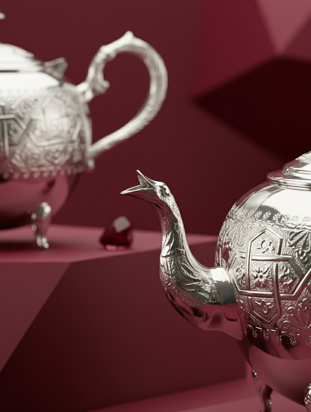 Théière Marocaine Fassi en Laiton Nickelé – Motifs Fassi